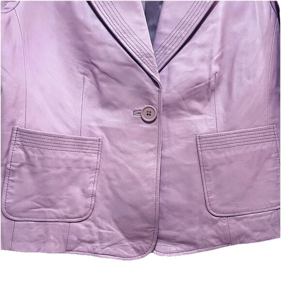 CLOTHES BY REVUE Liliac 100% Lamb Leather 3/4 Length Sleeve Short Jacket Sz M - Picture 4 of 7